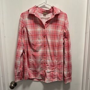 Duluth Trading Co Womens Red Plaid Sidewinder Long Sleeve Button Up Shirt Large